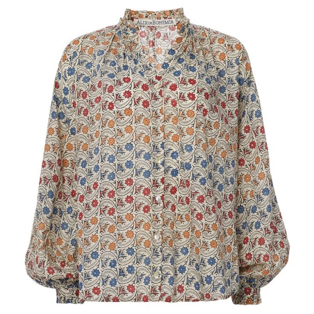 ALIX OF BOHEMIA Multi Wave Daisy Annabel Multicolor Floral Shirt L NWT